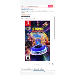 $19.99 Amazon.com: Sonic Racing: CrossWorlds Amazon Exclusive Edition - Nintendo Switch : Toys & Games