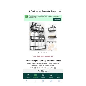 $14.99 6 Pack Large Capacity Shower Caddy