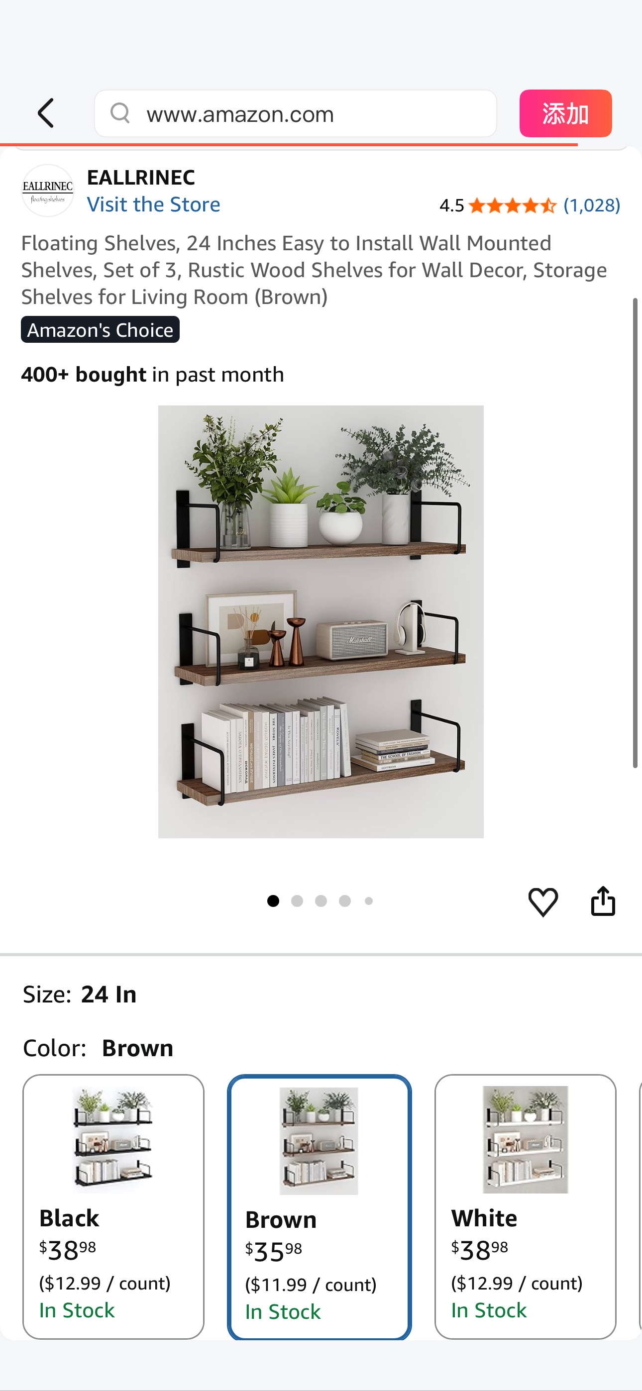 $19.xx Reg $35.98 Floating Shelves, 24 Inches Easy to Install Wall Mounted Shelves, Set of 3, Rustic Decor (Brown)
Code FDK77H4L