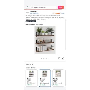 $19 $19.xx Reg $35.98 Floating Shelves, 24 Inches Easy to Install Wall Mounted Shelves, Set of 3, Rustic Decor (Brown)
Code FDK77H4L