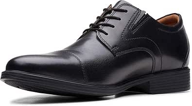 Amazon.com | Clarks Men's Whiddon Cap Oxford, Black Leather, 10 Wide | Oxfords