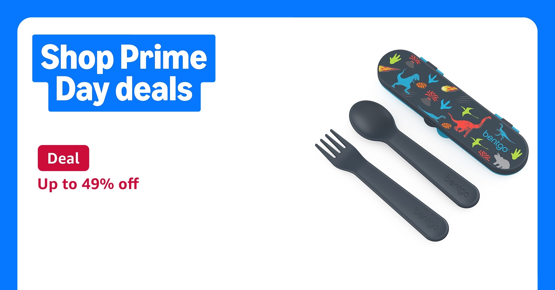 Deal for Prime Members: Bentgo® Kids Plastic Utensil Set - Reusable Fork, Spoon & Storage Case, PFAS- & BPA-Free, Easy-Grip Handles, Lightweight, Dishwasher Safe, School Lunch, Travel & On-the-Go (Din