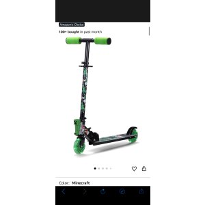 $29.96 Amazon.com: Minecraft - 2 Wheel Kick Scooter for Kids, Foldable, Light Up LED Wheels