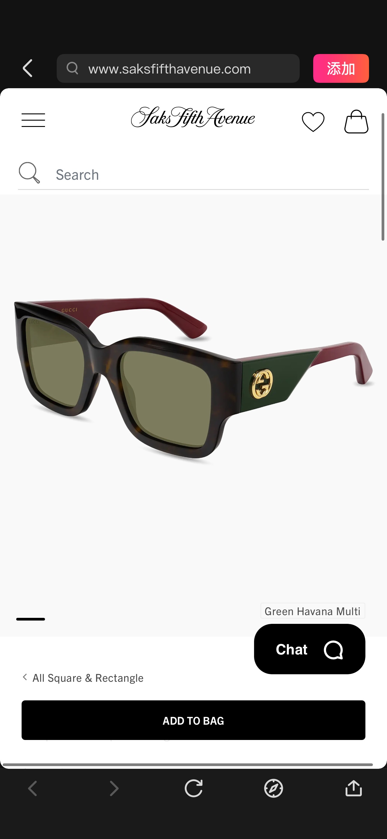 Gucci Oblique 52MM Squared Sunglasses | Saks Fifth Avenue