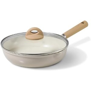 $19.95 Amazon.com: CAROTE 10" Ceramic Frying Pan with Lid, Non Stick Frying Pan Skillet Chef's Pan, Healthy & PFOA/PFAS Free, Induction-Compatible, Taupe: Home & Kitchen
