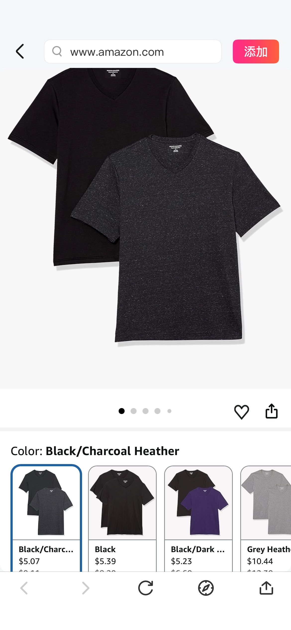 Amazon.com: Amazon Essentials Men's V-Neck Short-Sleeve T-Shirts, Pack of 2, Black/Charcoal Heather, X-Small : Clothing, Shoes & Jewelry