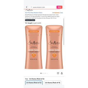 $6.99 Amazon.com : SheaMoisture Antiperspirant Deodorant Stick Even Tone Vitamin C & Niacinamide 2 Count for 48HR Sweat & Odor Protection with No Parabens & No Mineral Oil 2.6 oz : Beauty & Personal Care