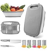 Amazon.com: HI NINGER Collapsible Cutting Board with Colander, 9-In-1 Multi Chopping Board Kitchen Vegetable Washing Basket for Camping Gifts Camping Accessories for RV Campers: Home &amp; Kitchen
