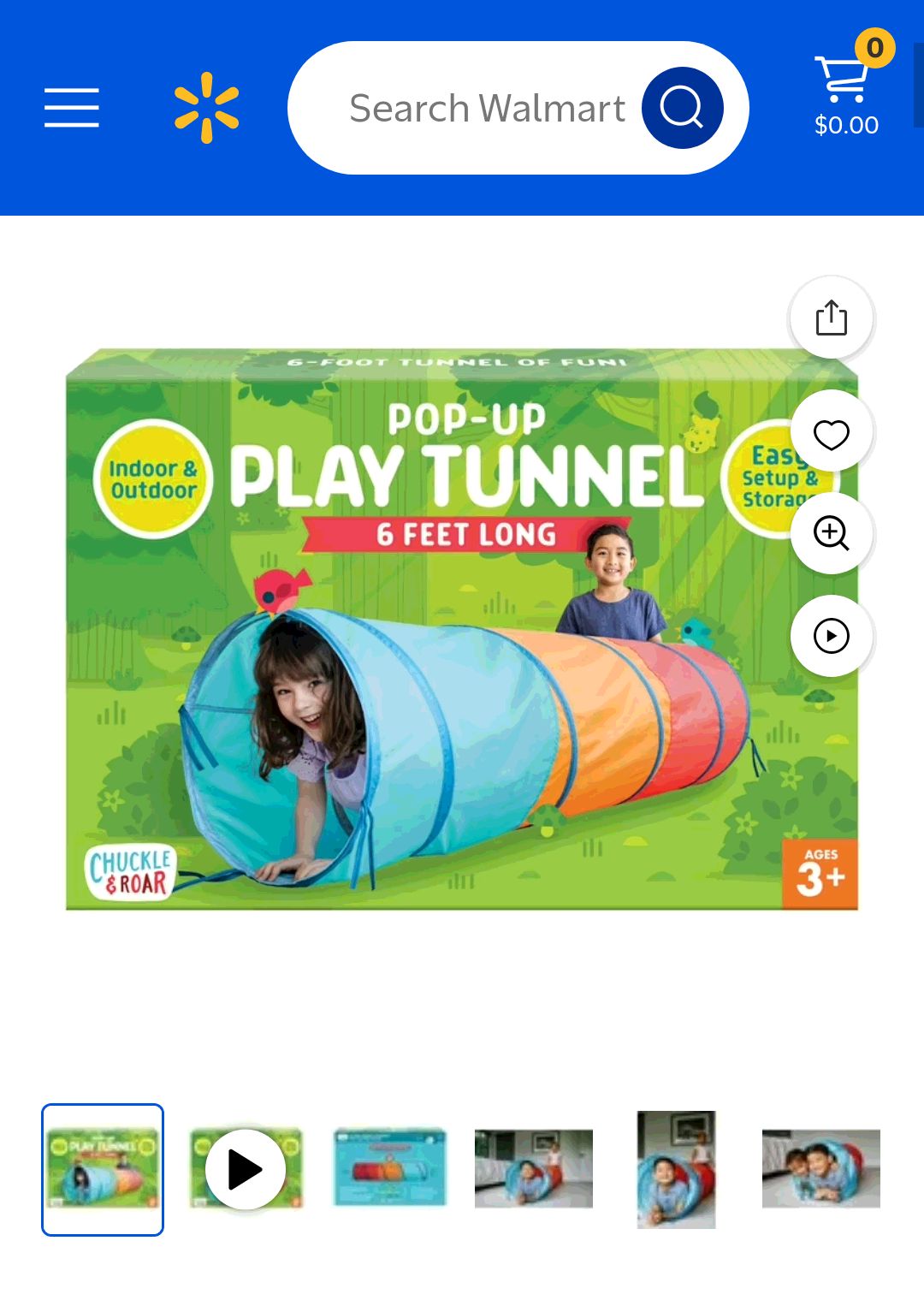 Chuckle & Roar Pop-Up Indoor Outdoor Play Tunnel for Children Ages 3+ - Walmart.com