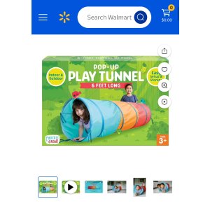 $8.75 Chuckle & Roar Pop-Up Indoor Outdoor Play Tunnel for Children Ages 3+ - Walmart.com