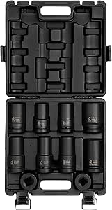 Sunex 5690A, 1 Inch Drive Heavy Duty Wheel Impact Socket Set, 10-Piece, SAE/Metric, Deep/Deep Thin Wall/Square/Controlled Depth, Cr-Mo Steel, Storage Case, Black - Amazon.com