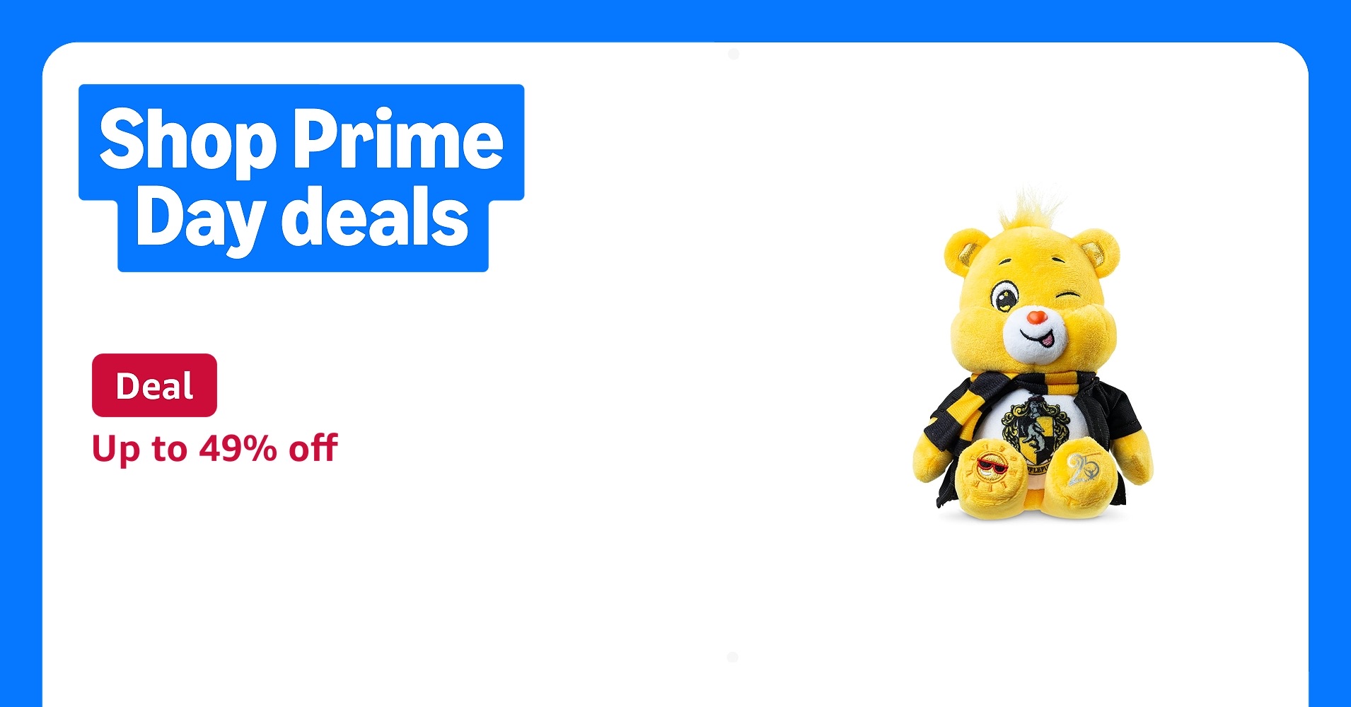Deal for Prime Members: Harry Potter x Care Bears - 8 Inch Plush - Soft, Huggable Plushie, Stuffed Animal for Girls and Boys, Ages 4+, Hufflepuff House Funshine Bear