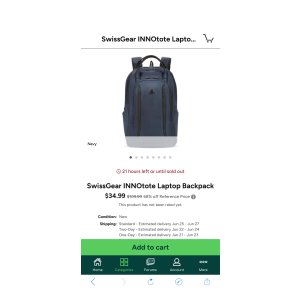 $34.99 SwissGear INNOtote Laptop Backpack