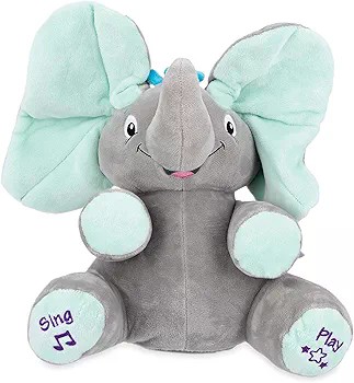 Nuby Peek a Boo Friends Animated Plush Toy with Music and Interactive Play - Baby Elephant - Easter Basket Stuffer : Toys & Games