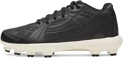 Amazon.com | Under Armour Girls' Glyde Sola TPU JR Softball Cleats, (001) Black/White/Black, 3.5, US | Softball &amp; Baseball