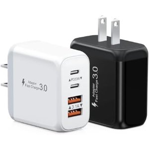 $4.99 Amazon.com: 40W USB C Charger Block, 2 Pack 4-Ports Type C Fast Charging Cubes PD USBC Wall Plug+QC 3.0 USB A, Multiple USB C Charger for iPhone 16/15/14/13/12/11 Pro Max/XS, Samsung Galaxy,