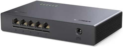 Amazon.com: UGREEN 2.5Gb Switch, 5-Port Ethernet Switch, 5 x 2.5Gb Uplink, Plug &amp; Play, Unmanaged Ethernet Splitter, Desktop/Wall Mount Network Hub, with LED, Fanless Quiet, for NAS, PC,