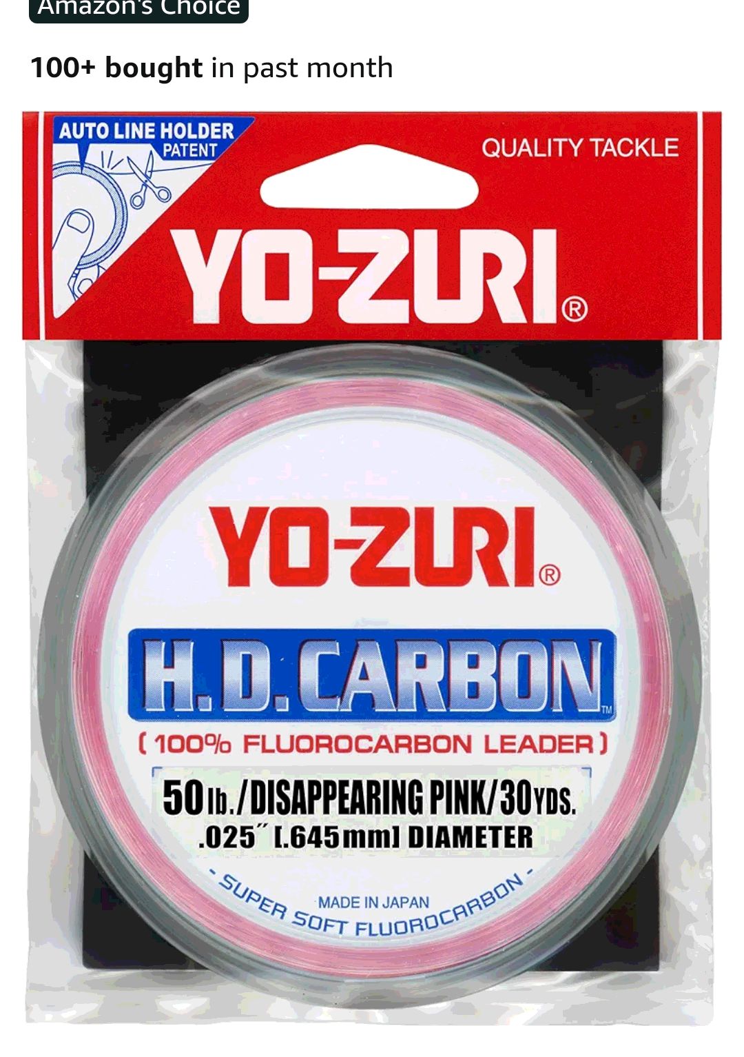 Amazon.com : Yo-Zuri 30-Yard HD Fluorocarbon Leader Line, Pink, 50-Pound : Fluorocarbon Fishing Line : Sports & Outdoors