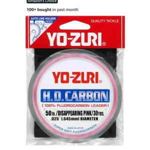 $11.99 Amazon.com : Yo-Zuri 30-Yard HD Fluorocarbon Leader Line, Pink, 50-Pound : Fluorocarbon Fishing Line : Sports & Outdoors