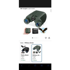 $14.99 Amazon.com : Leacco 10x25 Compact Binoculars for Adults and Kids, Large View Waterproof Small Binoculars with Low Light Vision BAK4 Prism FMC Lens for Cruise Ship Bird Watching Travel Hunting, Militar