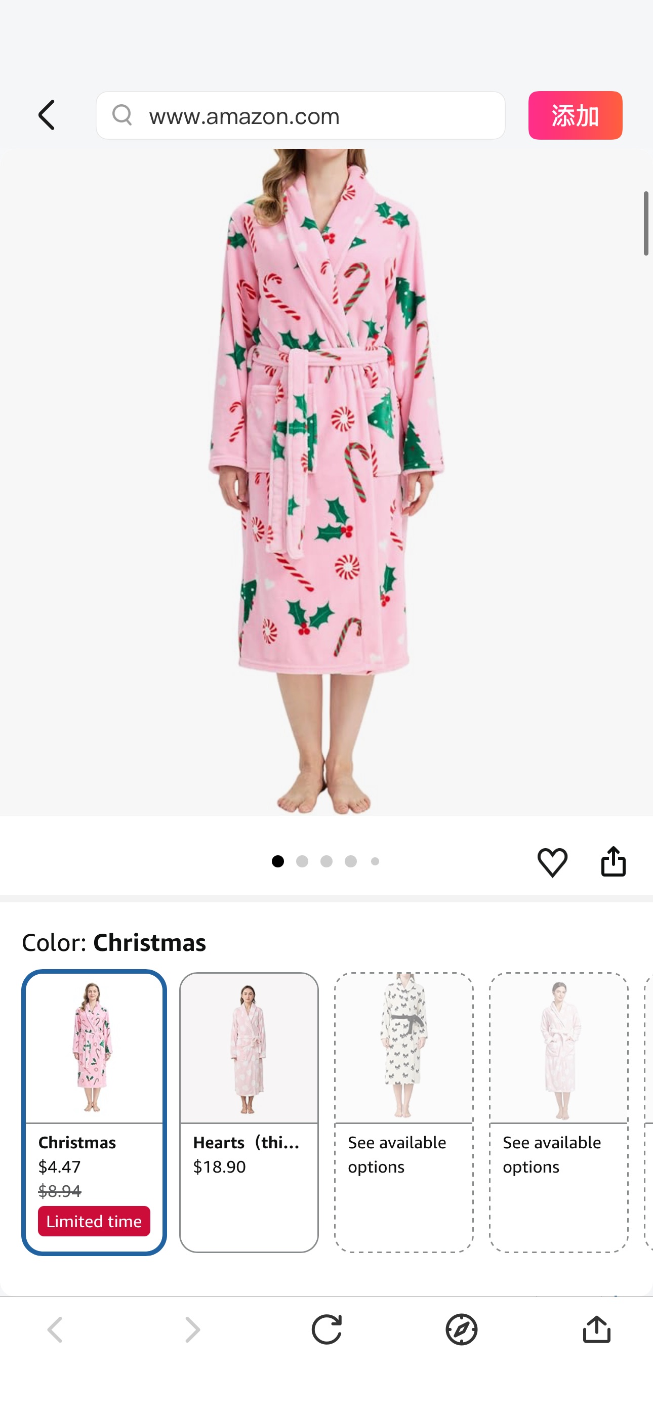HYGLuosie Women's Fuzzy Coral Fleece Bathrobe, Cozy Soft Pink Christmas Pattern Lounge Robe (Christmas，L) at Amazon Women’s Clothing store