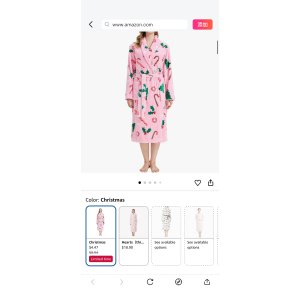 $4.47 HYGLuosie Women s Fuzzy Coral Fleece Bathrobe, Cozy Soft Pink Christmas Pattern Lounge Robe (Christmas，L) at Amazon Women’s Clothing store
