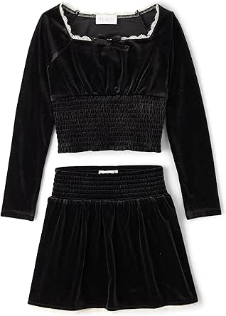 Amazon.com: The Children's Place,Girls,Smocked Top and Skirt 2 Piece Set,Black Velour,Small: Clothing, Shoes &amp; Jewelry