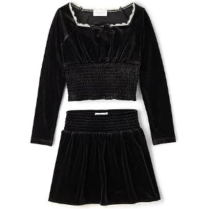$6.54  Amazon.com: The Children's Place,Girls,Smocked Top and Skirt 2 Piece Set,Black Velour,Small: Clothing, Shoes & Jewelry
