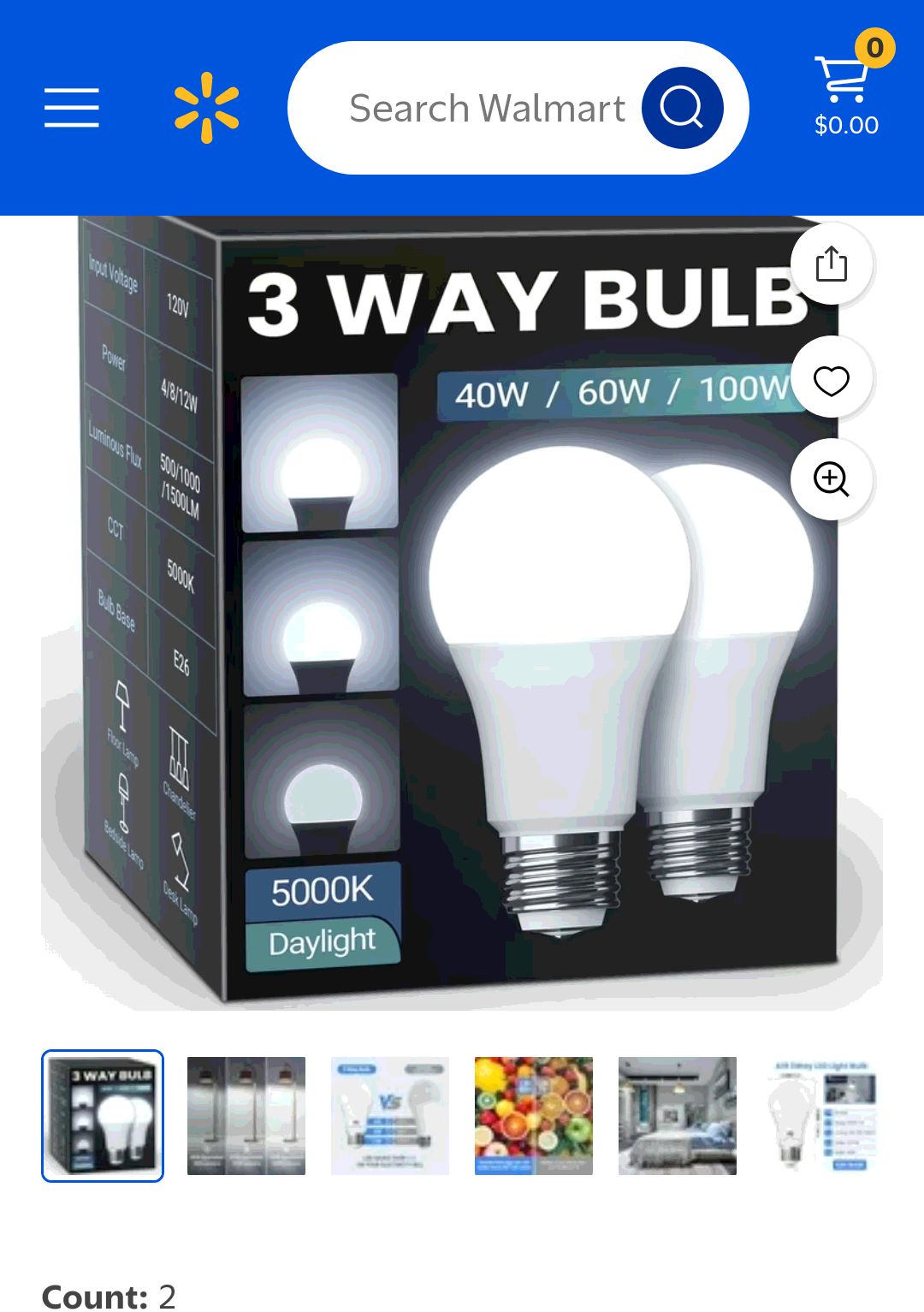 DAYBETTER 3 Way LED Light Bulbs,40 60 100W Equivalent,Daylight White 5000K 3 Way Light Bulbs,500lm 1000lm 1500lm,A19 Three Way Light Bulbs,E26 Base 3-Way Light Bulbs,2 Pack. - Walmart.com