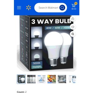 $7.99 DAYBETTER 3 Way LED Light Bulbs,40 60 100W Equivalent,Daylight White 5000K 3 Way Light Bulbs,500lm 1000lm 1500lm,A19 Three Way Light Bulbs,E26 Base 3-Way Light Bulbs,2 Pack. - Walmart.com