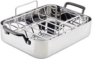 Amazon.com: KitchenAid 5-Ply Clad Stainless Steel Roasting Pan/Roaster with Removable Rack, 15 Inch x 11.5 Inch - Polished Stainless Steel: Home &amp; Kitchen