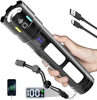Rechargeable Flashlights 990,000 High Lumens, Super Bright Flash Light Long Range 5000ft, 4 Mode with Red LED Flashing Tactical Flashlight, High Powered Flashlight High Beam for Home Emergen