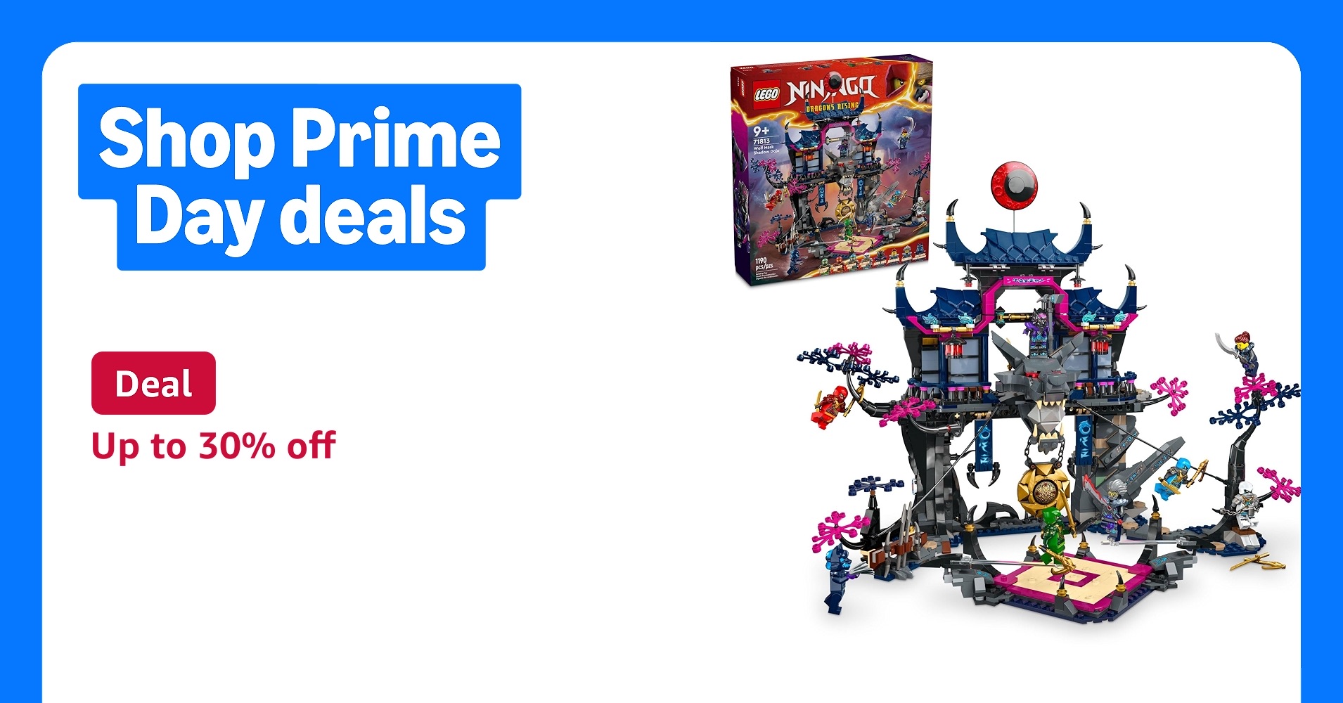 Deal for Prime Members: LEGO Ninjago Wolf Mask Shadow Dojo Building Toy - Pretend Play Ninja Figures & Playset - Toys for Boys & Girls, Ages 9+ Years - W/ 8 Minifigures - 71813