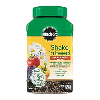 Amazon.com : Miracle-Gro Shake 'N Feed All Purpose Plant Food - Outdoor and Indoor Plant Food for In-Ground and Containers, Feeds for up to 3 Months, 1 lb. : Patio, Lawn &amp; Garden
