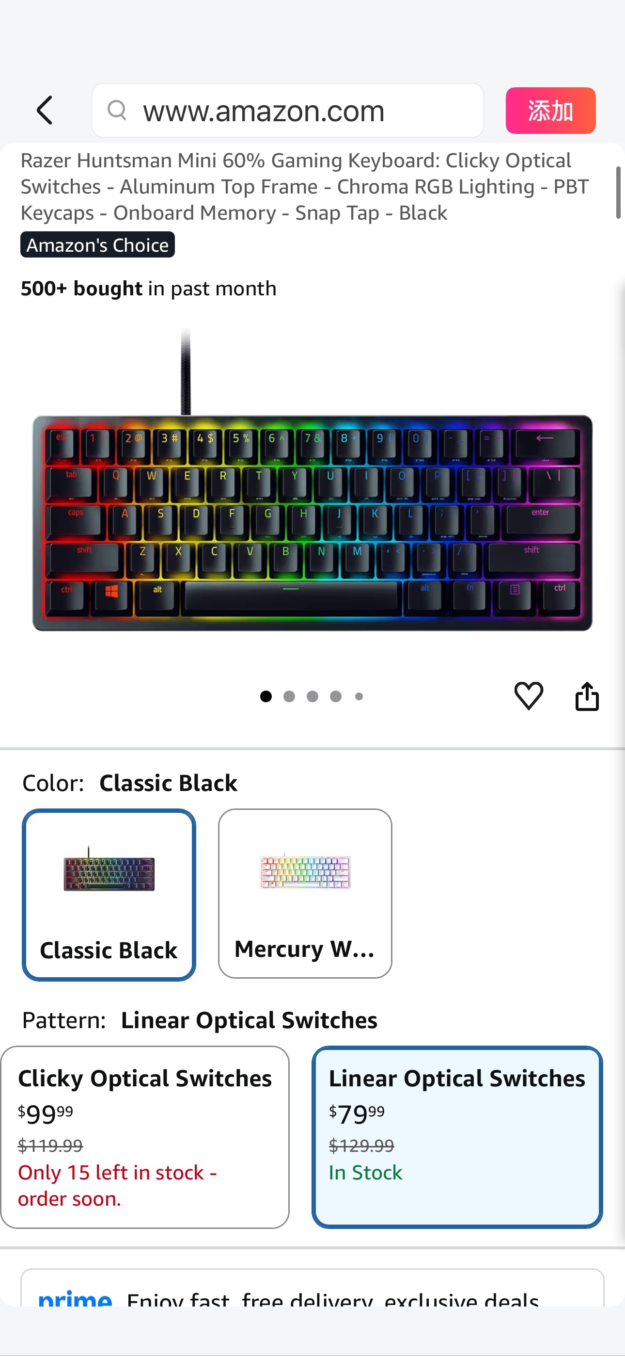 Amazon.com: Razer Huntsman Mini 60% Gaming Keyboard: Clicky Optical Switches - Aluminum Top Frame - Chroma RGB Lighting - PBT Keycaps - Onboard Memory - Snap Tap - Black : Electronics