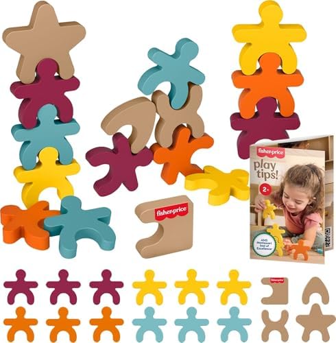 Amazon.com: Fisher-Price Wood Montessori Toy Stacking Shapes, American Montessori Society Seal of Excellence, 16-Piece Wooden Learning Activity &amp; Expert Play Tips for Kids Ages 2+ Years 