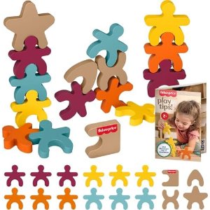 $4.99 Amazon.com: Fisher-Price Wood Montessori Toy Stacking Shapes, American Montessori Society Seal of Excellence, 16-Piece Wooden Learning Activity & Expert Play Tips for Kids Ages 2+ Years 