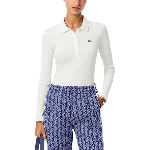 $17.07 Lacoste Women's Long Sleeve Knitted Polo, Flour, 40 at Amazon Women’s Clothing store