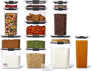 Amazon.com: Rubbermaid Brilliance 14-Piece Food Storage Container Set with Scoops Airtight BPA-Free for Kitchen and Pantry Organization : Baby