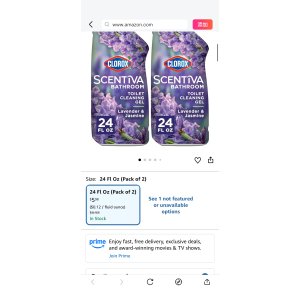 $5.68 Amazon.com: Clorox Scentiva Bathroom Toilet Cleaning Gel, Lavender and Jasmine, 24 Fluid Ounces (Pack of 2) : Health & Household