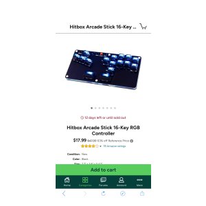 $17.99 Hitbox Arcade Stick 16-Key RGB Controller