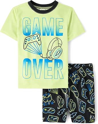 Amazon.com: The Children's Place,Boys,Sleeve Top and Shorts,2 Piece Pajama Set,Game Over,X-Small: Clothing, Shoes &amp; Jewelry