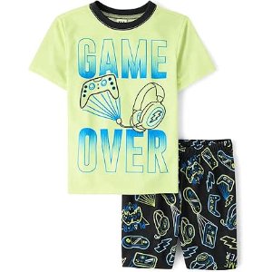 $7.79 Amazon.com: The Children's Place,Boys,Sleeve Top and Shorts,2 Piece Pajama Set,Game Over,X-Small: Clothing, Shoes & Jewelry