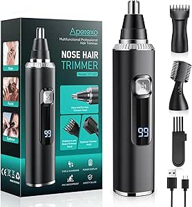 Amazon.com: Apetexo Nose Hair Trimmer for Men and Women, Type-C Rechargeable Precision Groomer with Double-Edged Blades, Painless &amp; IPX7 Waterproof Design for Nose, Ears, Eyebrows and Fa