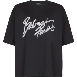 $245 Balmain Boxy T-shirt with Balmain Paris Brush print | Nordstrom