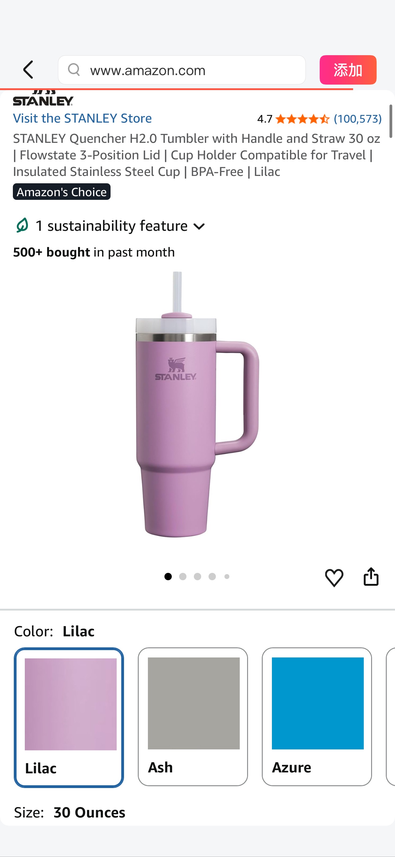 Amazon.com: STANLEY Quencher H2.0 Tumbler with Handle and Straw 30 oz | Flowstate 3-Position Lid | Cup Holder Compatible for Travel | Insulated Stainless Steel Cup | BPA-Free | Lilac : Home & Kitchen