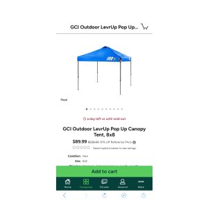$89.99 GCI Outdoor LevrUp Pop Up Canopy Tent, 8x8