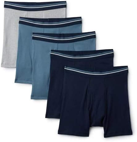Amazon.com: Amazon Essentials Men's Breathable Cotton Underwear Boxer Briefs, Tag-Free, Pack of 5, Deep Blue / Navy / Light Heather Grey, X-Large : Clothing, Shoes &amp; Jewelry