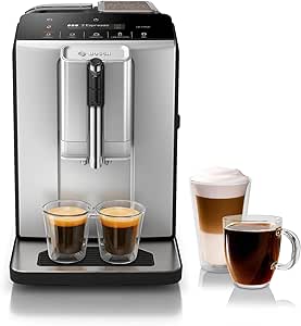 Amazon.com: Bosch Fully Automatic Coffee and Espresso Machine - One-Touch Drinks, Barista Style, Double Cup Super Coffee Maker - Large Bean Capacity - Easy Clean, Maintenance - Silver- TIU20