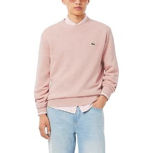 $20 Lacoste Men's Carded Wool Crew Neck Sweater, Nidus Chine, 4X-Large at Amazon Men’s Clothing store